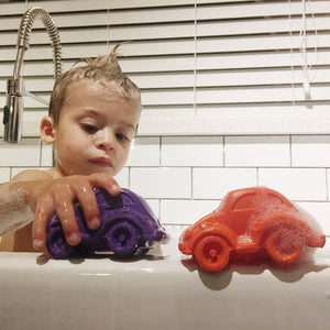 Teether Bath Toy Oli & Carol Small Beetle Car Orange
