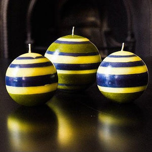 Candle Large Eco Ball Green, Yellow and Blue Stripes