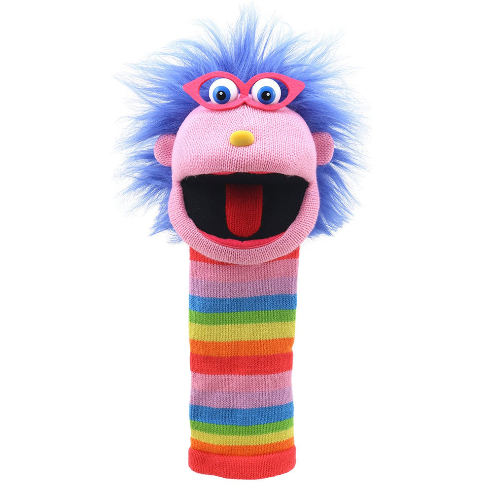 Gloria Character Hand Puppet Sockettes in Pink and Multicolour Rainbow