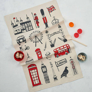
            
                Load image into Gallery viewer, Tea Towel London &amp;#39;Big Smoke&amp;#39; Personalised Gift Red White
            
        