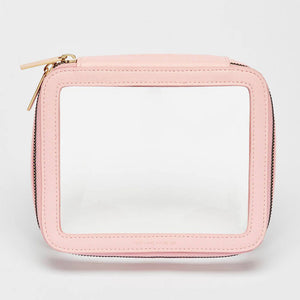 Toiletry Bag Travel Case Clear with Pink Edges