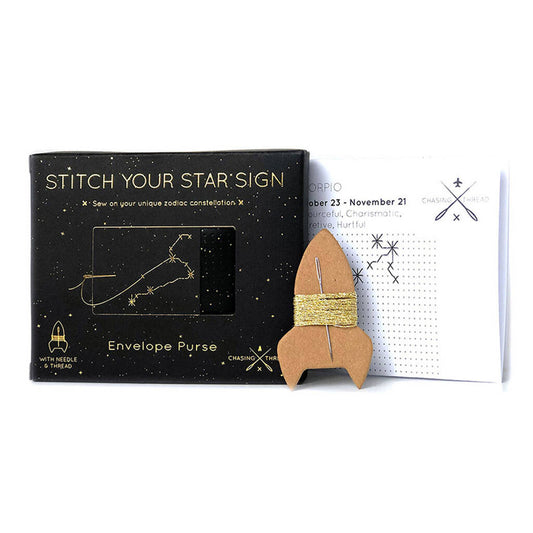 Coin Purse Stitch Your Zodiac Sign in Black