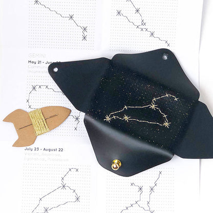 Coin Purse Stitch Your Zodiac Sign in Black