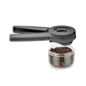 Pepper Mill One Handed Pepper Grinder Ortwo Lite in Black with Extra Jar Set