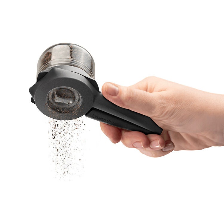 Pepper Mill One Handed Pepper Grinder Ortwo in Black Extra Jar Set