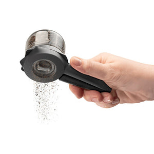 Pepper Mill One Handed Pepper Grinder Ortwo in Black Extra Jar Set