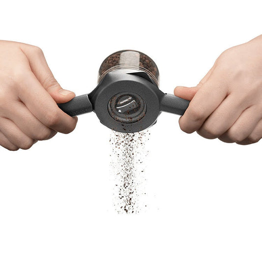 Pepper Mill One Handed Pepper Grinder Ortwo in Black Extra Jar Set