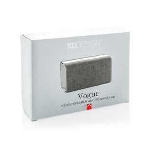 Speaker and power bank 'Vogue' by XD design in grey fabric