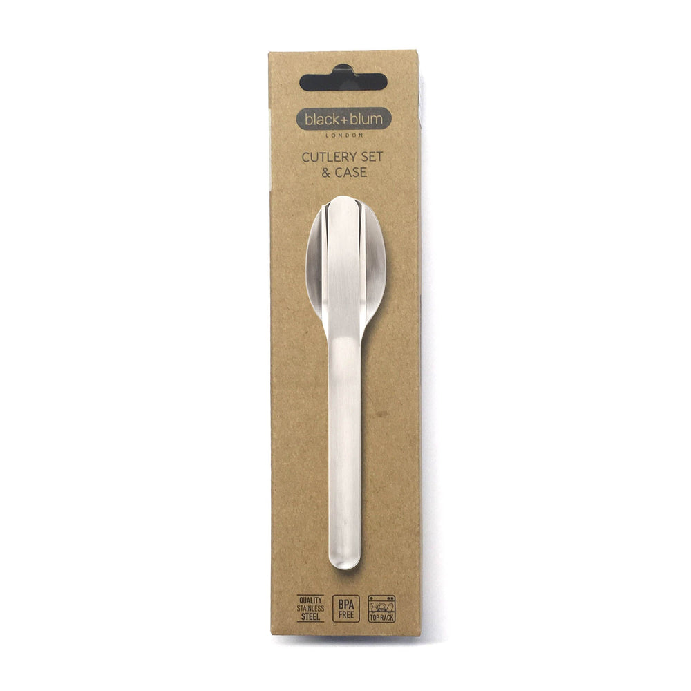 Cutlery set portable in a travel case from stainless steel