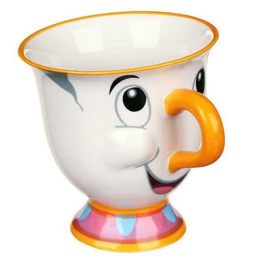 Beauty and the Beast Chip Mug Tea Cup in White Yellow Pink Blue