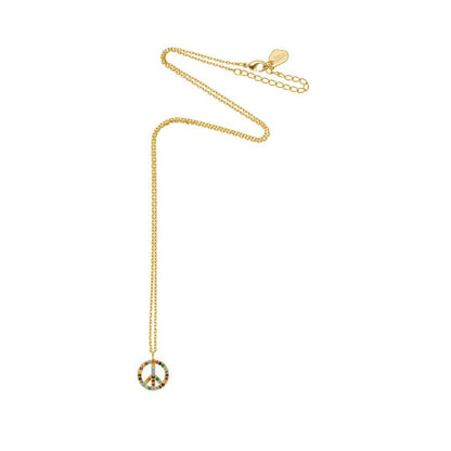 Necklace Peace Symbol Rainbow - Gold Plated Multicolour