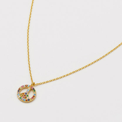 Necklace Peace Symbol Rainbow - Gold Plated Multicolour