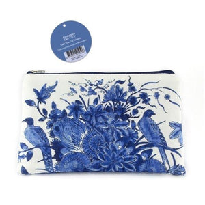 Make Up Bag Pencil Case Pouch Delft Birds Blue and White