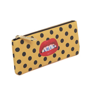 Pencil Case Pouch Seletti Sh*t Polka Dot Pattern Yellow