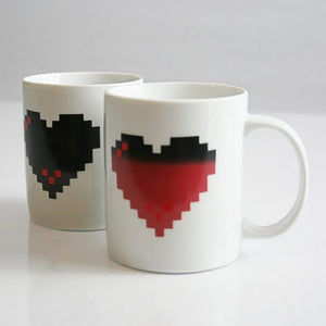 Mug with heat changing 'Pixel Heart' in white
