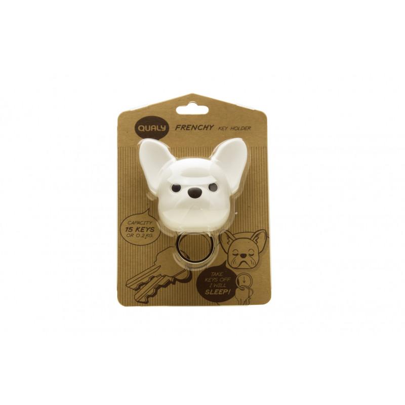 Dog key holder wall mounted Frenchy Dog in brown