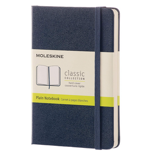 Moleskine Notebook Pocked-Sized Plain Hardback with Closure Sapphire Blue
