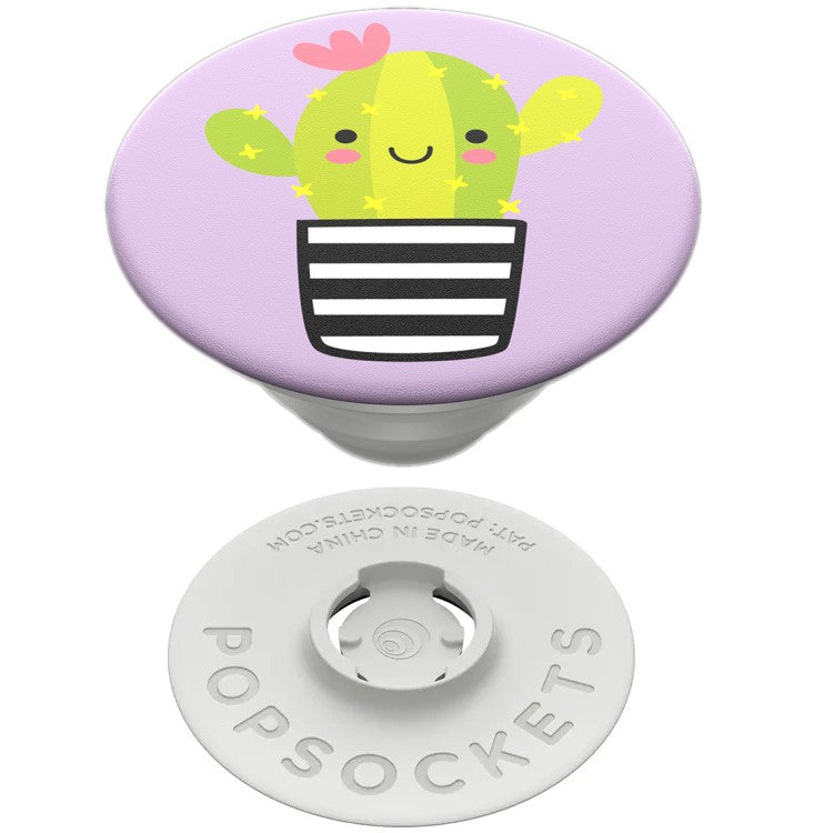 Mobile accessory expanding hand-grip and stand Popsocket in smiley cactus print