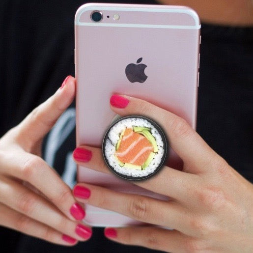 
            
                Load image into Gallery viewer, Mobile accessory expanding hand-grip and stand Popsocket in sushi salmon roll
            
        
