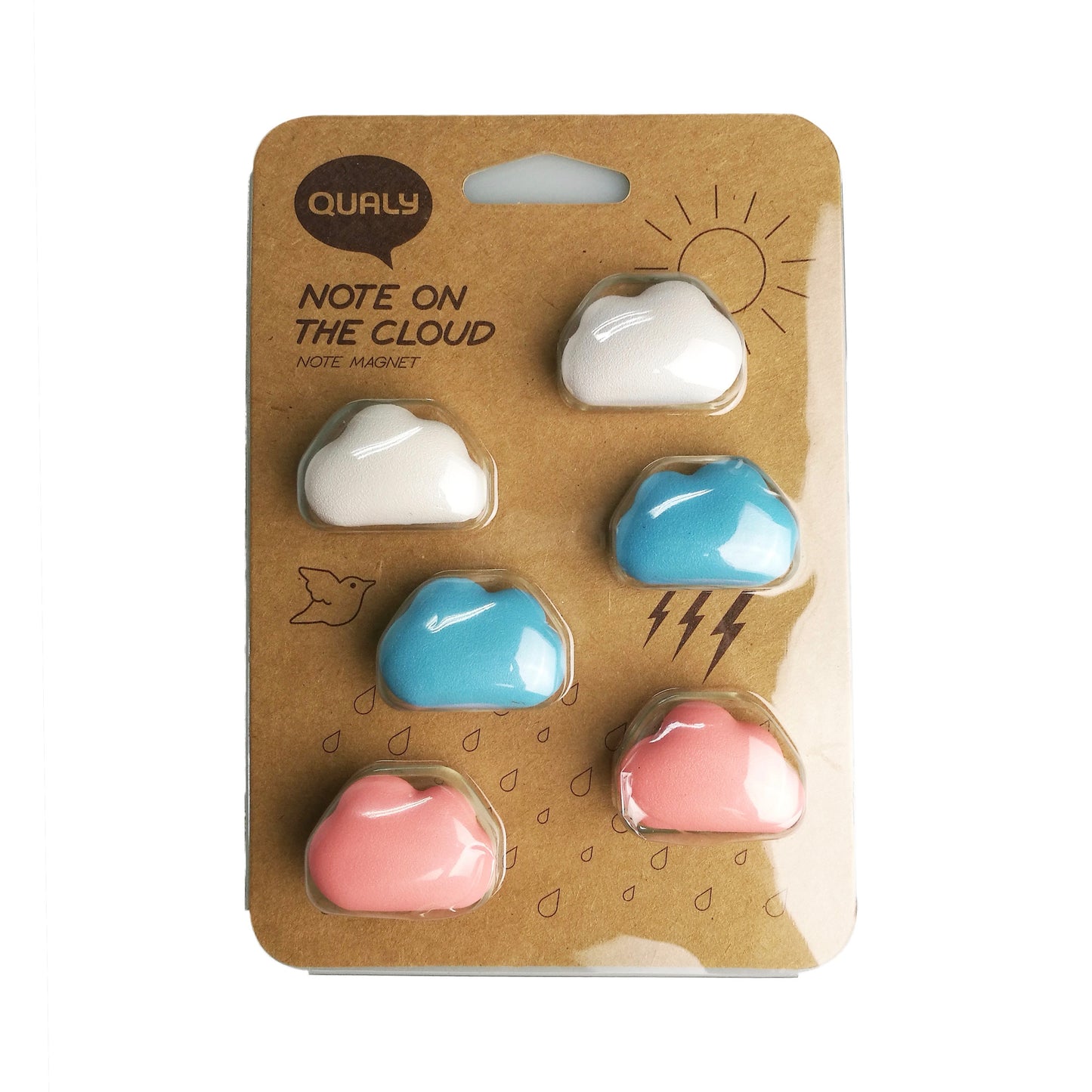 Magnets with clouds organise stationery set of 6 in blue, pink and white