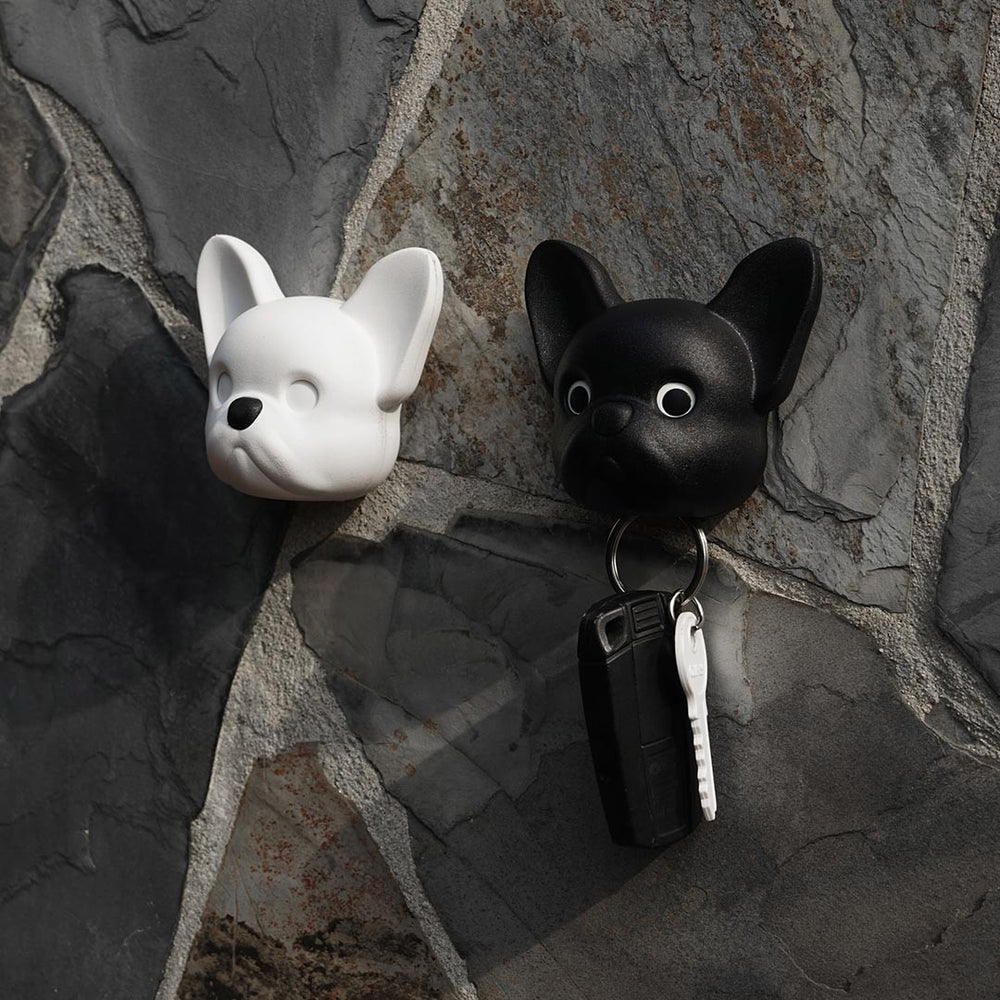 Dog Key Holder Wall Mounted Frenchy Dog in Black