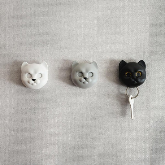 Cat Key Holder Wall Mounted Neko Cat in Black
