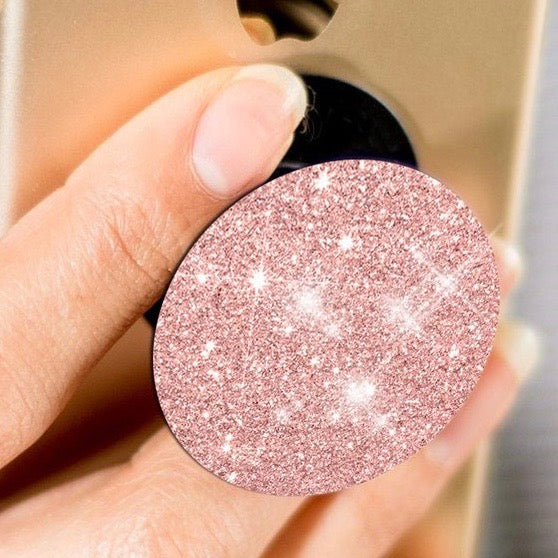 Popsocket Mobile accessory expanding hand-grip and stand in pink sparkles