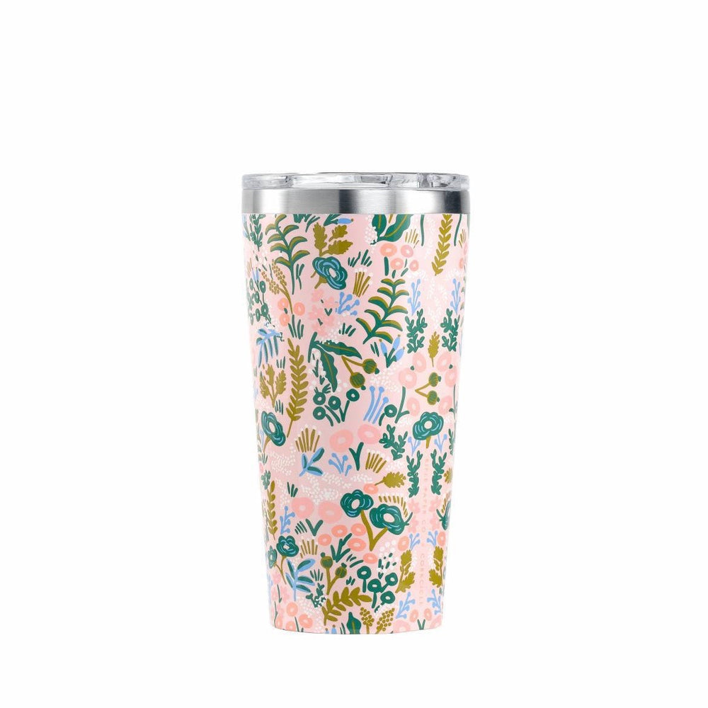 
            
                Load image into Gallery viewer, Corkcicle 16oz thermal insulated tumbler for hot and cold drinks in pink floral tapestry print
            
        