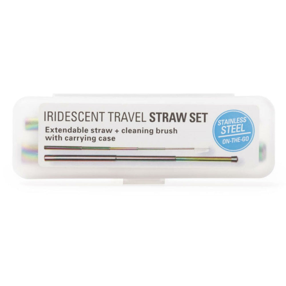 Metal Straw and Brush Travelling Set Iridescent