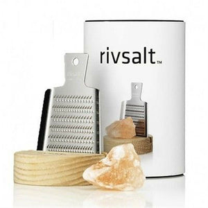 Pink Himalayan Rock Salt with Metal Grater and Wooden Holder