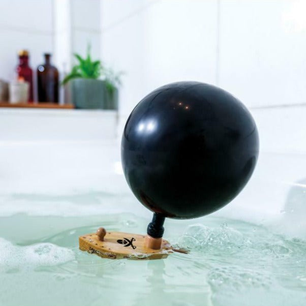 Wooden Boat Balloon Powered Sea Tiger Pirate Speedster in Natural Wood and Black