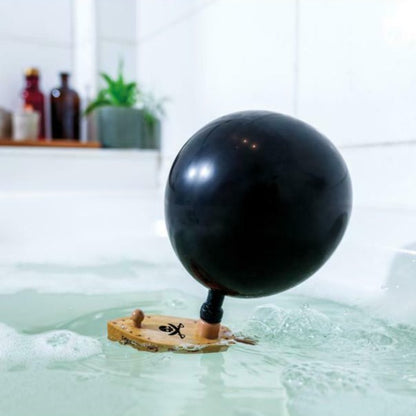 Wooden Boat Balloon Powered Sea Tiger Pirate Speedster in Natural Wood and Black