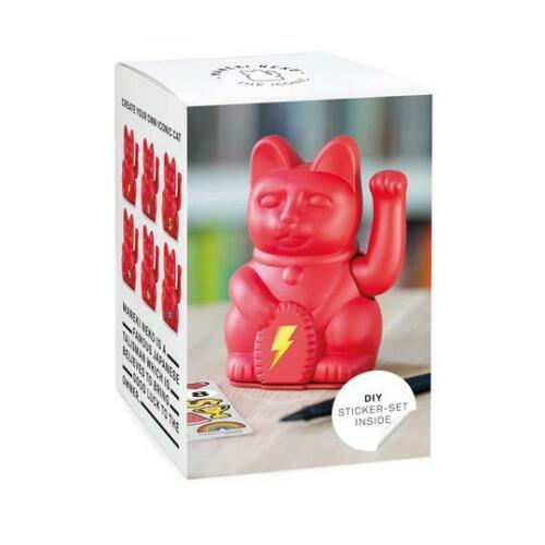 Lucky Cat Waving Arm 'Maneki-Neko' Good Fortune Red DIY Sticker