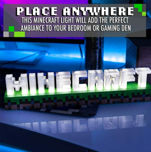 Minecraft Logo Touch Lamp Light White Green USB