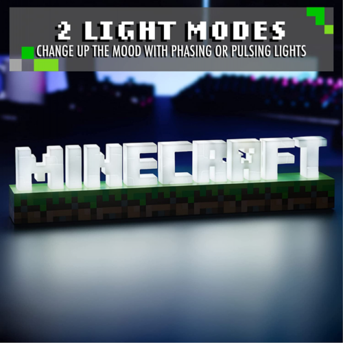 Minecraft Logo Touch Lamp Light White Green USB