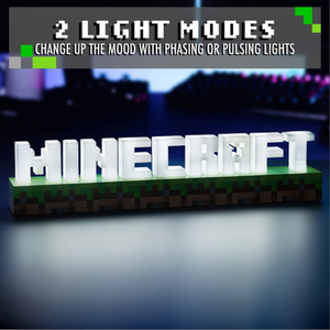 Minecraft Logo Touch Lamp Light White Green USB