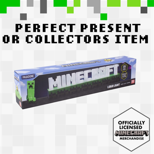 Minecraft Logo Touch Lamp Light White Green USB