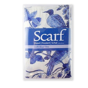 Scarf Delft blue Birds in Blue and White
