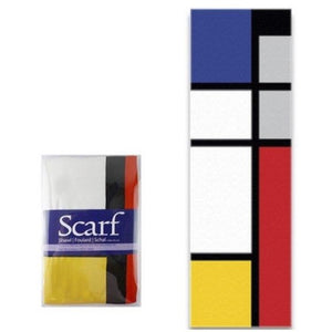 Scarf Mondrian in Red blue black White and Yellow