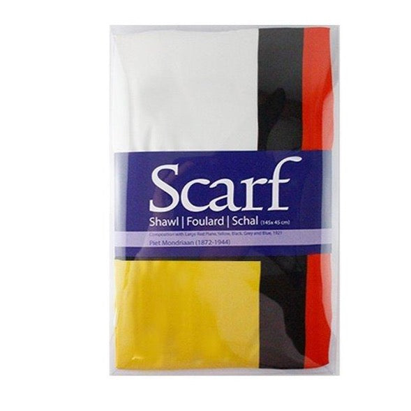 Scarf Mondrian in Red blue black White and Yellow