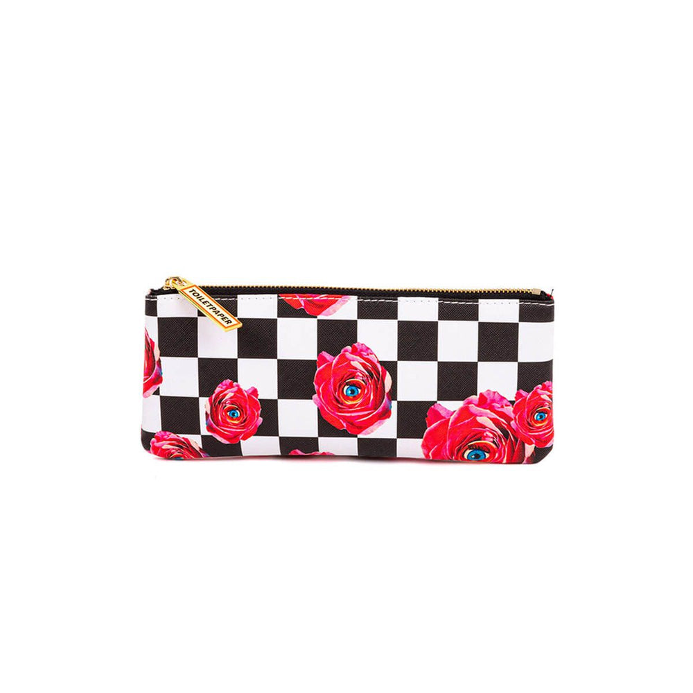 Pencil Case Seletti Roses Checkered Pattern