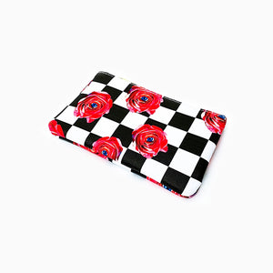 Coin Purse Pouch Seletti Roses on Check Pattern