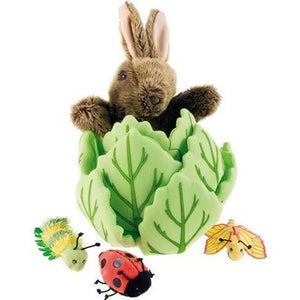 Puppet Rabbit in Lettuce Hide Away in Brown & Green Toy