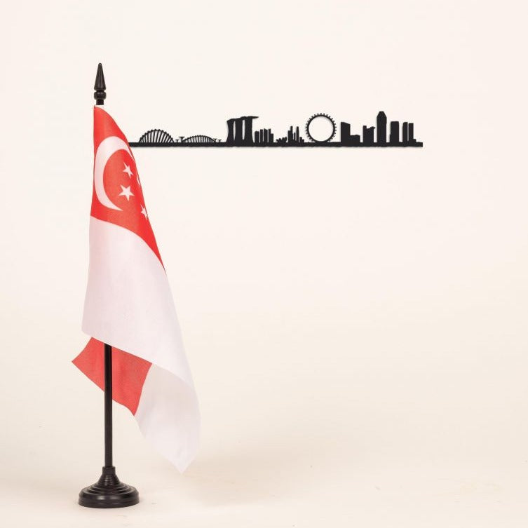 Singapore Skyline Black Steel Mini with Magnetics and Adhesive