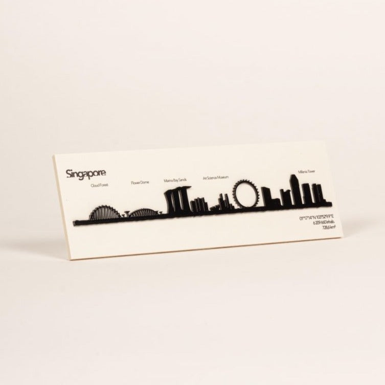 Singapore Skyline Black Steel Mini with Magnetics and Adhesive