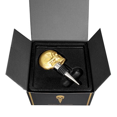 Bottle Stopper Skull in Gold by Iron and Glory - Death by Wine