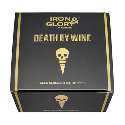 Bottle Stopper Skull in Gold by Iron and Glory - Death by Wine