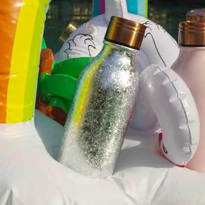 Water Bottle Insulated Leak Proof Double Walled 500ml in Silver Sparkle