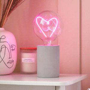 Heart Filament Pink Lamp Exposed Bulb Steepletone LED