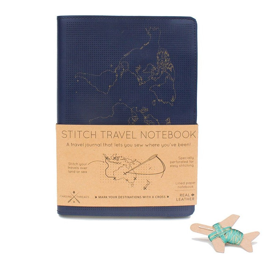 Leather stitch travel customisable notebook